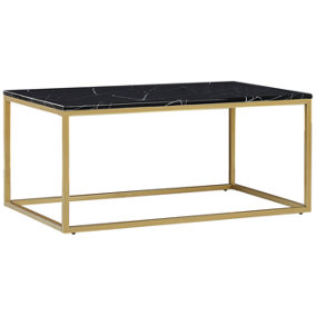 Marble Effect Coffee Table Black with Gold DELANO