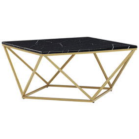 Marble Effect Coffee Table Black with Gold MALIBU