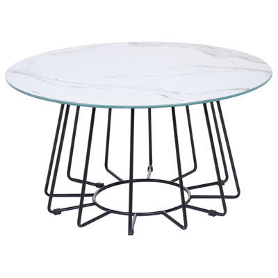 Marble Effect Coffee Table White with Black BERNIE