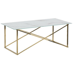 Marble Effect Coffee Table White with Gold EMPORIA