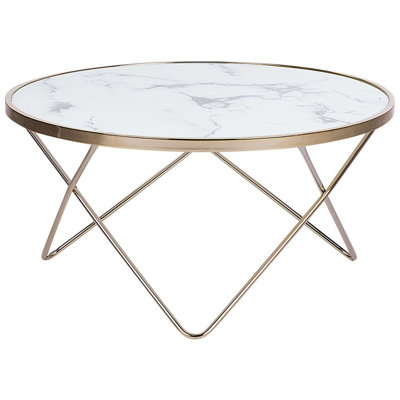 Marble Effect Coffee Table White with Gold MERIDIAN II