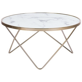Marble Effect Coffee Table White with Gold MERIDIAN II