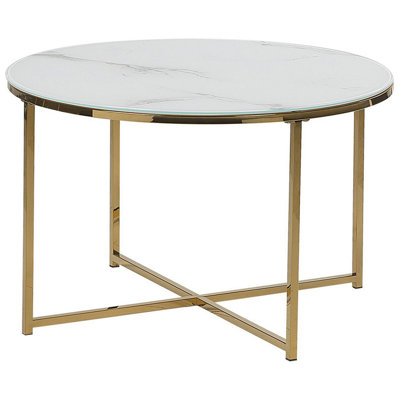 Marble Effect Coffee Table White with Gold QUINCY