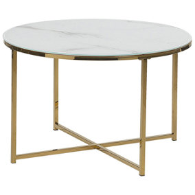 Marble Effect Coffee Table White with Gold QUINCY