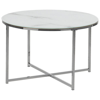 Marble Effect Coffee Table White with Silver QUINCY