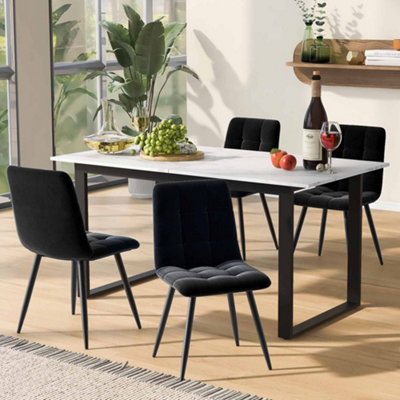 Marble Effect Dining Table with Iron Metal Legs