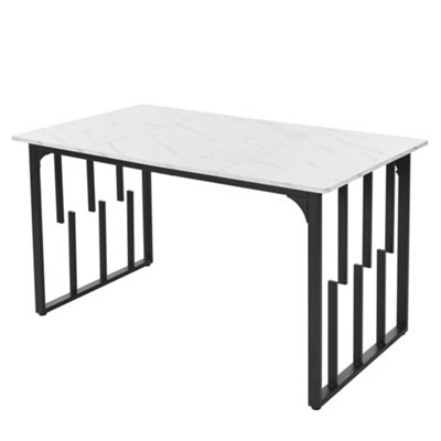 Marble Effect Dining Table with Unique Metal Frame