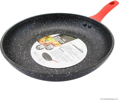 Marble Effect Rolled Edge Frying Pan Kitchen Fry Non-Stick Induction 24Cm Cookware