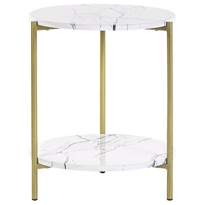 Marble Effect Side Table White with Gold REVA