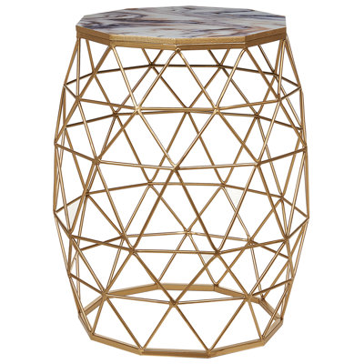 Marble Effect Wire Frame Side Table with Gold HALSEY