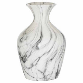 Marble Ellipse Large Vase - Ceramic - L23 x W23 x H36 cm - Grey/White