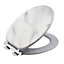 Marble Finish Effect Wooden Toilet Seat Heavy Duty Bar Hinge Solid Wood