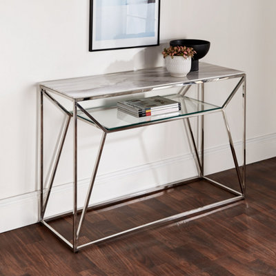 Marble Glass Silver Plated Console Table DIY at B&Q