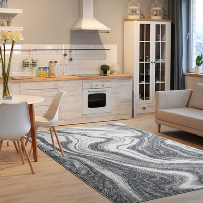 Marble Grey Rug Swirl 120cm x 170cm