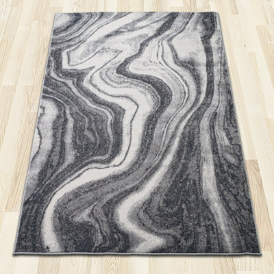 Marble Grey Rug Swirl 120cm x 170cm