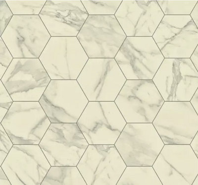 Marble Hexagon Grey Vinyl Flooring 2m x 2m (4m2) | DIY at B&Q