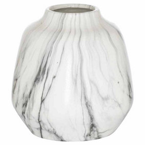 Marble Olpe Vase - Ceramic - L20 x W20 x H20 cm - Grey/White