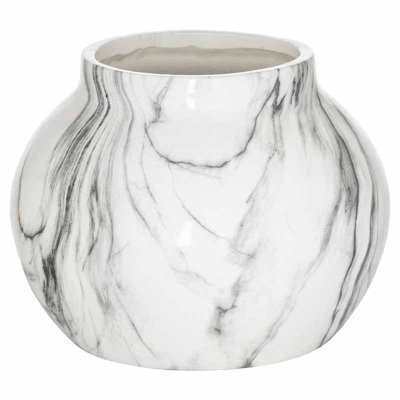 Marble Planter - Ceramic - L26 x W26 x H20 cm - Grey/White