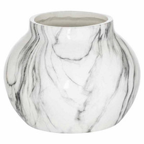 Marble Planter - Ceramic - L26 x W26 x H20 cm - Grey/White