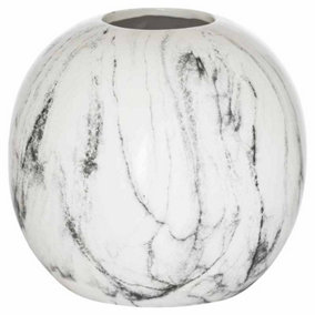 Marble Pudding Vase - Ceramic - L25 x W25 x H23 cm - Grey/White