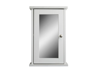 Marble Single Mirrored Door Bathroom Storage Cabinet with Marble Effect Top