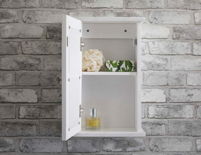Marble Single Mirrored Door Bathroom Storage Cabinet with Marble Effect Top