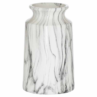 Marble Urn Vase - Ceramic - L19 x W19 x H31 cm - Grey/White