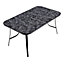 Marbling Outdoor Table Toughened Glass Rectangle Patio Table Umbrella Hole For Garden Backyard 1500mm(L)