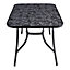 Marbling Outdoor Table Toughened Glass Rectangle Patio Table Umbrella Hole For Garden Backyard 1500mm(L)