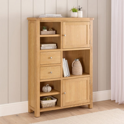 Marbury Oak High Open Display Shelf Unit Bookcase
