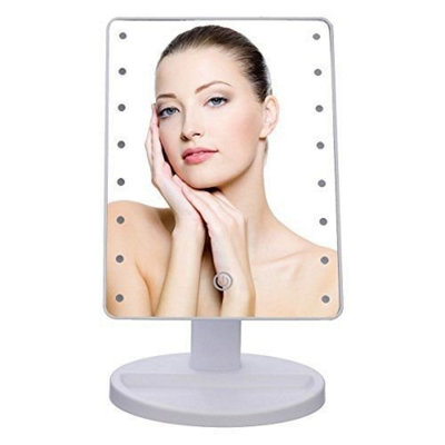 Marco Pau  White Table Top Hollywood Style Vanity Mirror