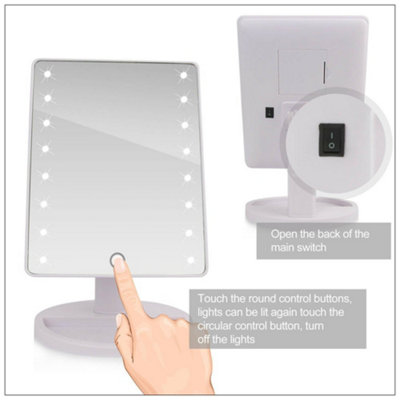 Marco Pau  White Table Top Hollywood Style Vanity Mirror