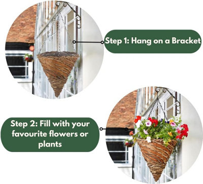 Marco Paul 12'' Pre - Lined Hanging Flower Basket - Rafiki