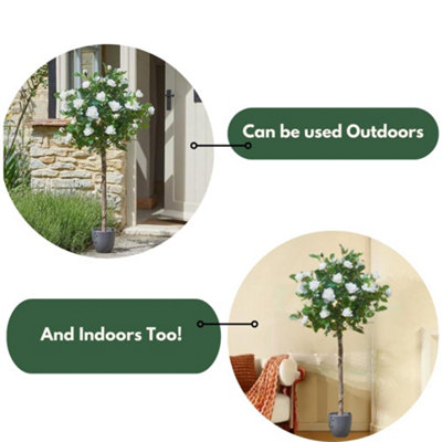 Marco Paul 120cm Artificial White Rose Tree