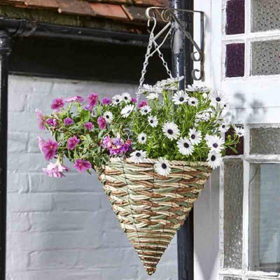 Marco Paul 14in Hanging Rattan Cone Basket