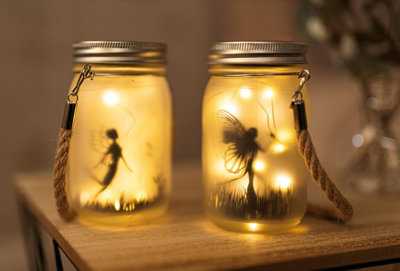 Marco Paul 2pc Solar Powered Hanging Fairy Lantern Frosted Glass with 30 LEDs
