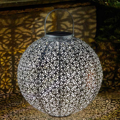 Marco Paul 35cm Solar Power Hanging LED Damasque Light Up Outdoor Lantern Garden Decor