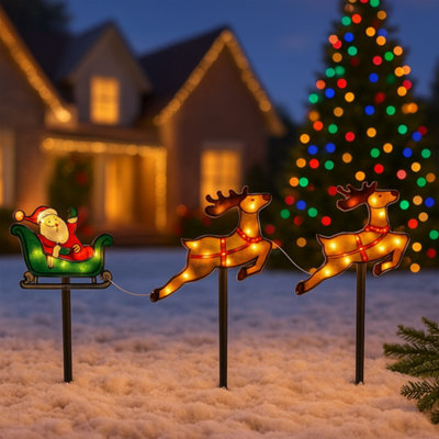 2-Pack Lighted Christmas Fence Decorations - LED, Battery Operated Outdoor Yard Art