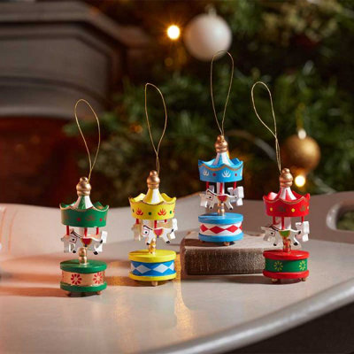Marco Paul 4pc Christmas Carousel Hanging Tree Decoration Set