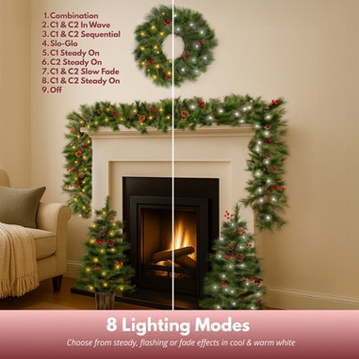 Seasonal Décor Wreaths, Garlands & Swags YUNLIGHTS 16.4Ft Garland with Lights 12