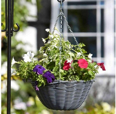 Marco Paul 4pc Slate Rattan Hanging Basket