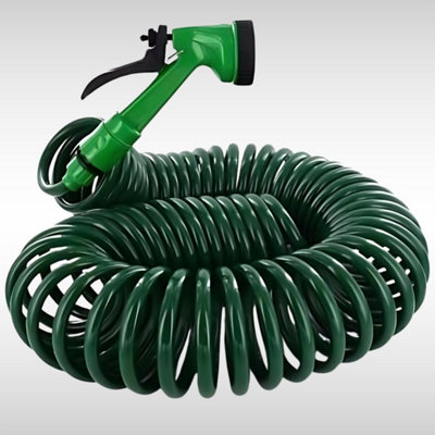 Marco Paul 50ft Retractable Coil Garden Hose- Spray Gun 5 Function