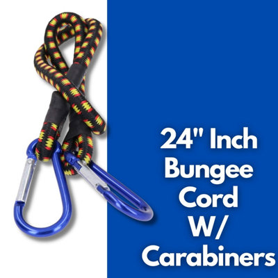 48 Bungee Rope with Carabiner Clips Cords Elastic Tie Down Fasteners 6pc