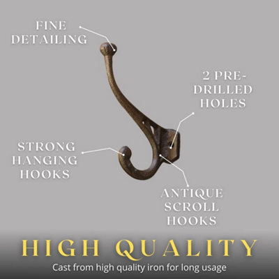 Marco Paul 6pc Brown Cast Iron Wall Mounted Coat Hooks