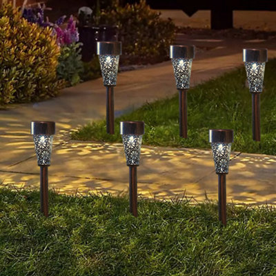 Marco Paul 6pc Solar LED Damasque Stake Light Set