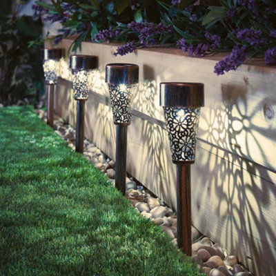 Marco Paul 6pc Solar LED Damasque Stake Light Set