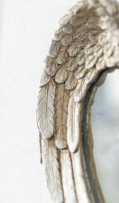 Marco Paul Angel Wings Silver Heart Mirror - Antique Vintage Retro Style Wall Mounted Feather Mirror