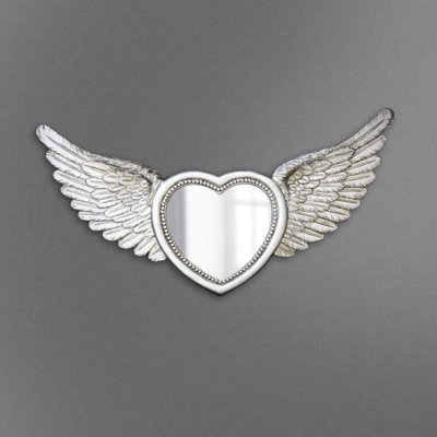 Marco Paul Angel Wings Silver Heart Mirror Resin Feather Effect