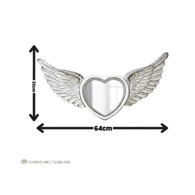 Marco Paul Angel Wings Silver Heart Mirror Resin Feather Effect