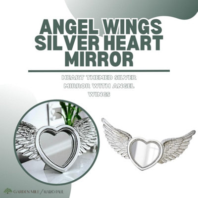 Marco Paul Angel Wings Silver Heart Mirror Resin Feather Effect